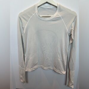 Lululemon White/grey Swiftly Tech Long-Sleeve Shirt *waist length Size 6